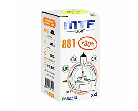 Лампа галогенная MTF H27 (881) 12V 27W Standard + 30